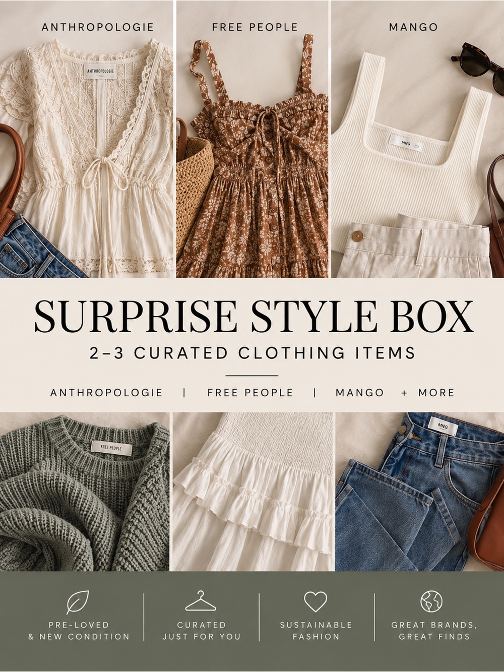 Curated Surprise Style Box - Anthropologie, Free People, Mango+ | 2-3 Pieces
